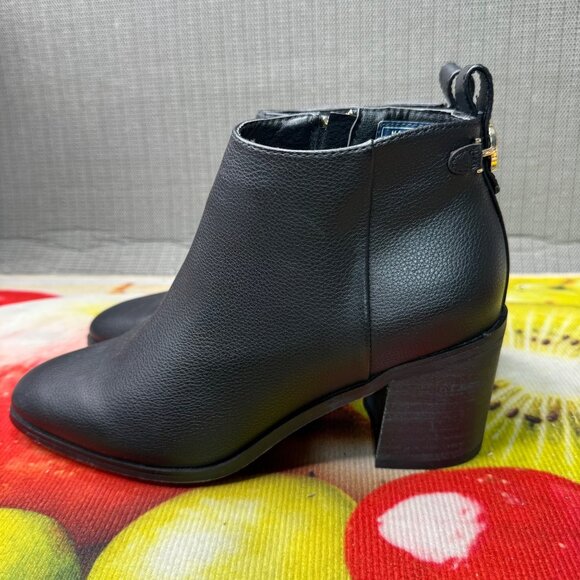 Nautica Womens Size 8 Black Luayan Block Heel Ankle Boots Zip & Buckle Detail - Picture 1 of 7